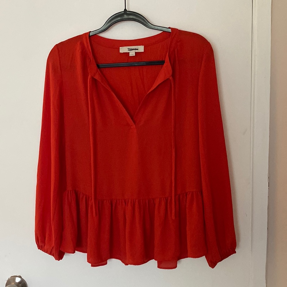 Loft red long sleeve blouse